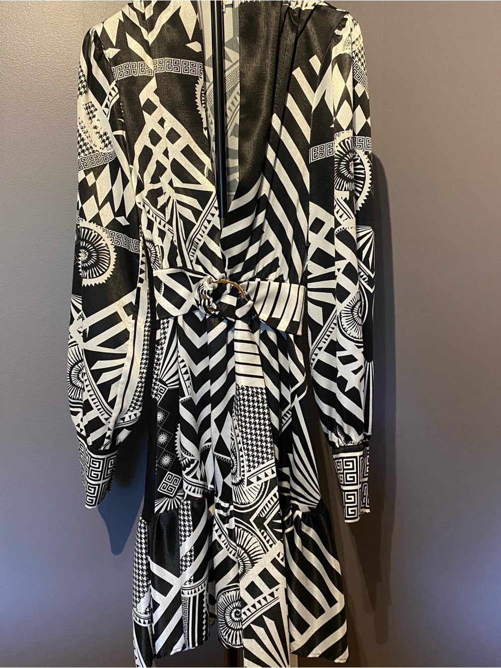 Gil Santiago Black & White Geometric Dress